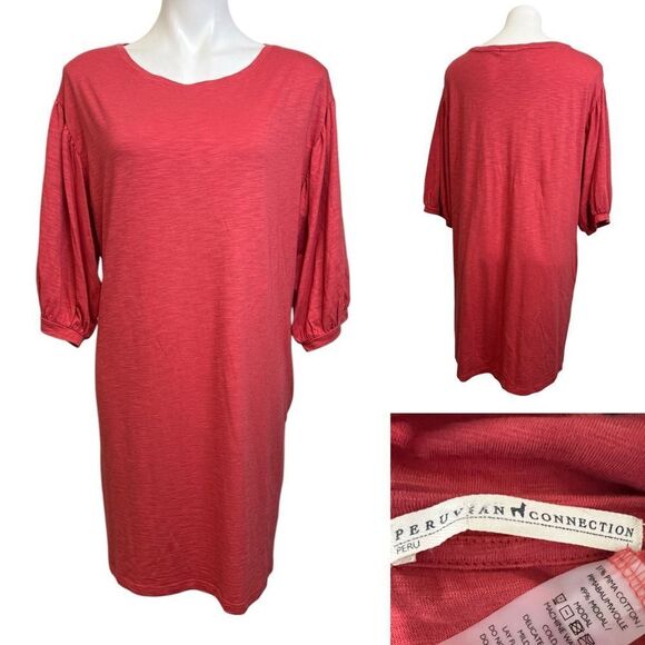 Peruvian Connection Dresses & Skirts - Peruvian Connection dress L short sleeve t-shirt pima cotton casual knee‎ length